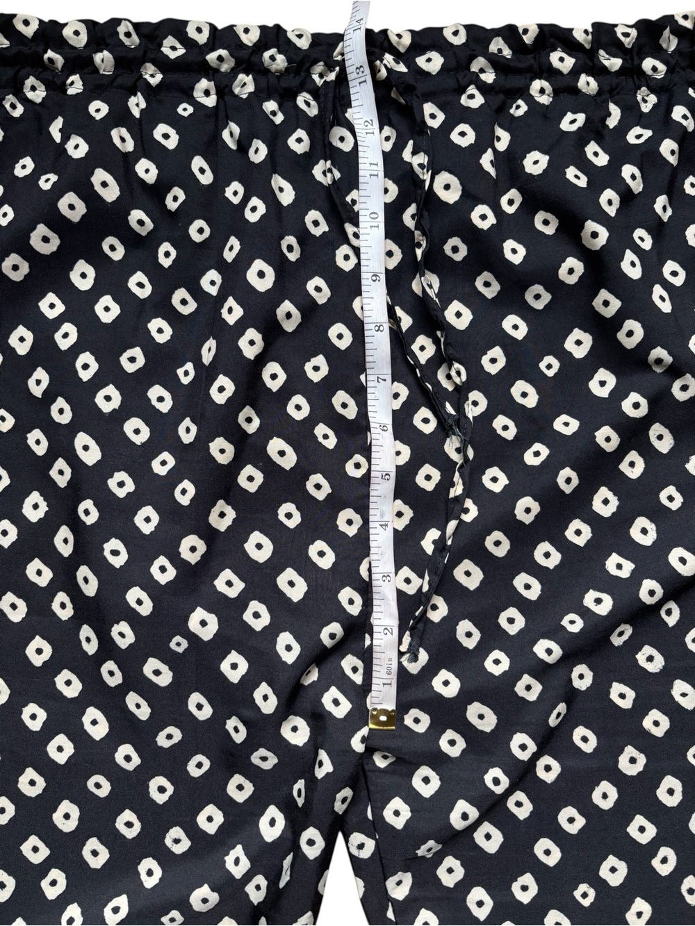 Drawstring Paperbag Waist Black and White Geometric Abstract Loose Fit Pants - Picture 4 of 8